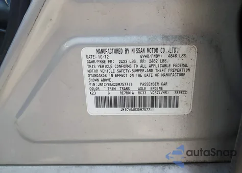 2013 Infiniti G37X from USA, damaged, VIN JN1CV6AR2DM757711